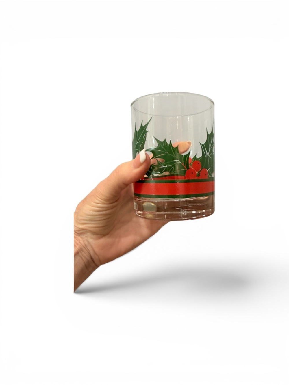 Vintage Libbey Holiday Holly & Berries Glass Tumblers set of 4 - Picture 5 of 17
